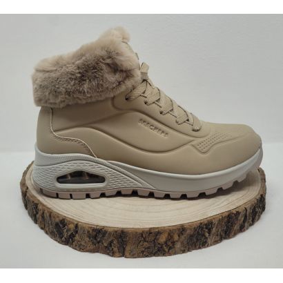 bottines compensé taupe avec col fourrure taupe Skechers