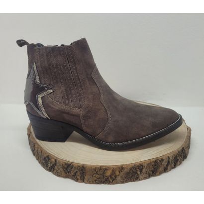 Bottine taupe talon décroché élastique avec étoile à l'arrière Géo Reino 