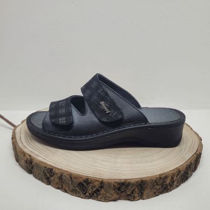 Mule 2 velcros noire avec imprimé Stuppy