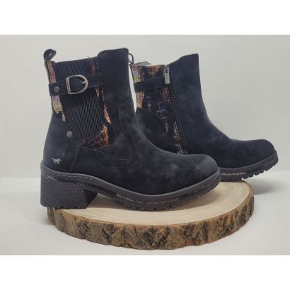  Bottine noir plate avec boucle et côté élastique Mustang 