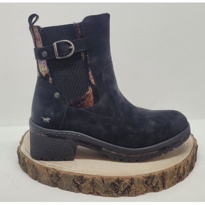  Bottine noir plate avec boucle et côté élastique Mustang 