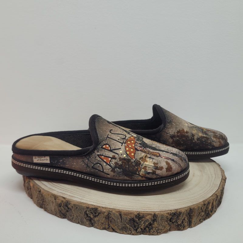 Mûle plate marron paris avec parapluie Maison de l'espadrille 