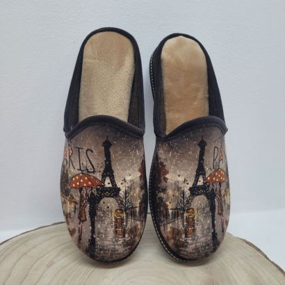 Mûle plate marron paris avec parapluie Maison de l'espadrille 