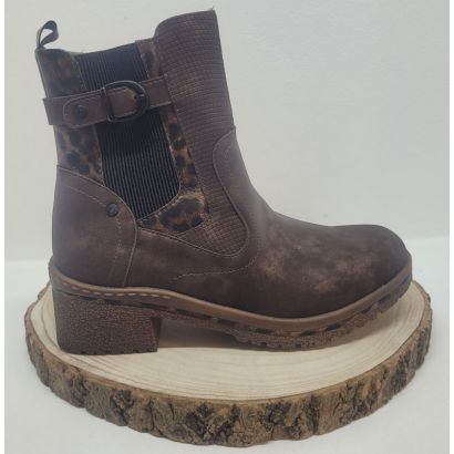 Bottine marron plate avec boucle et côté élastique Mustang 