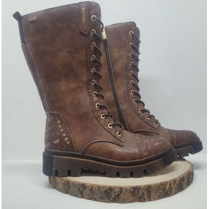 Demi botte camel à lacets avec zip et clou sur le renfort Mustang 