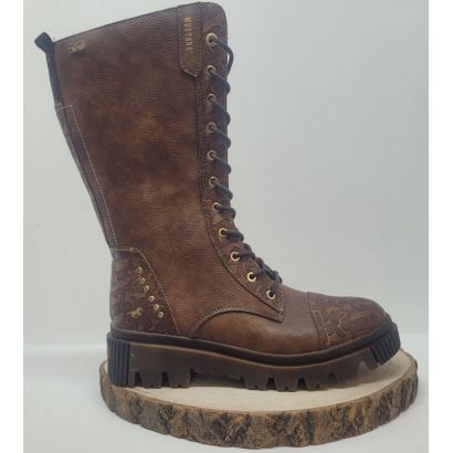 Demi botte camel à lacets avec zip et clou sur le renfort Mustang 