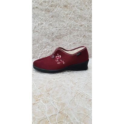 Pantoufle fourrée bordeaux Fargeot