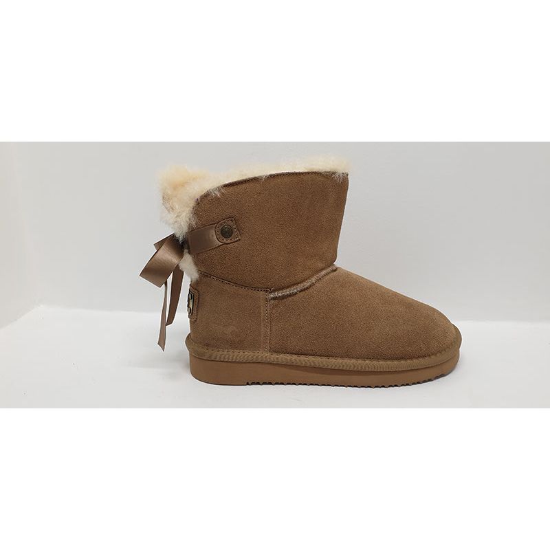 Boots fourrée beige noeud à l'arrière Mustang