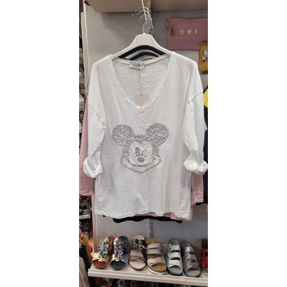 Tee-shirt à manche longue Mickey (noir, kaki et blanc)