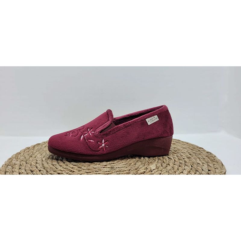 PANTOUFLE bordeaux avec surpiqures escargot Maison de l'espadrille