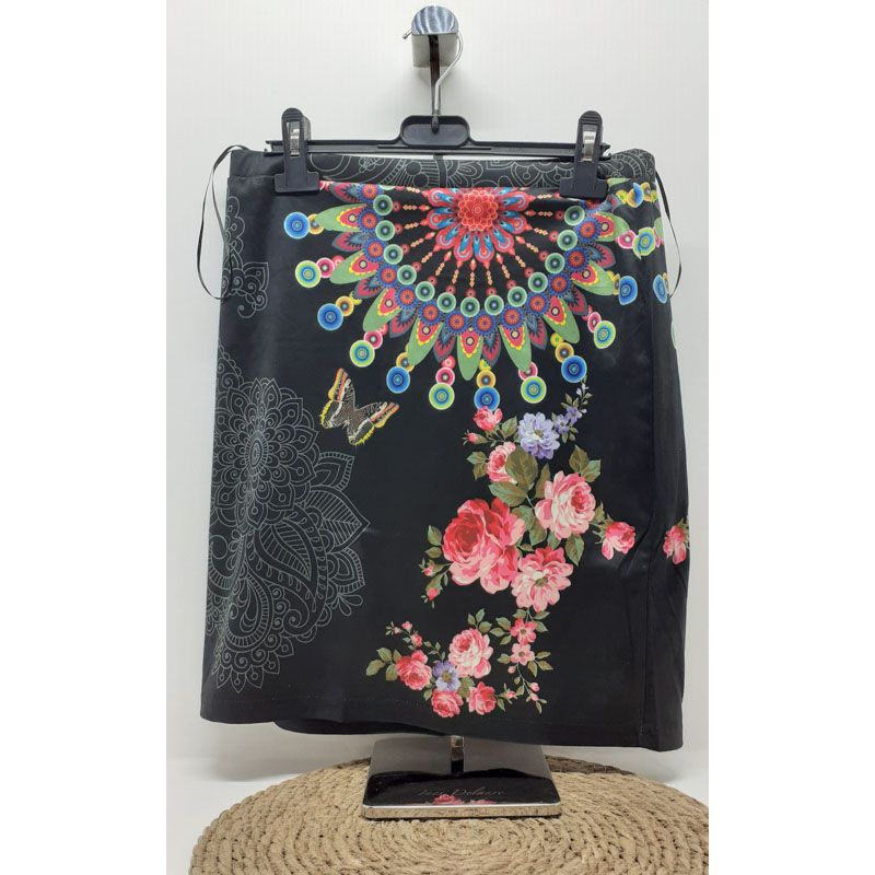 Jupe imprimée noire- multicolore 