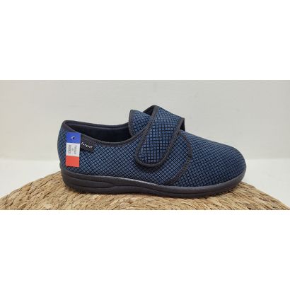 Pantoufle à velcro bleu Fargeot