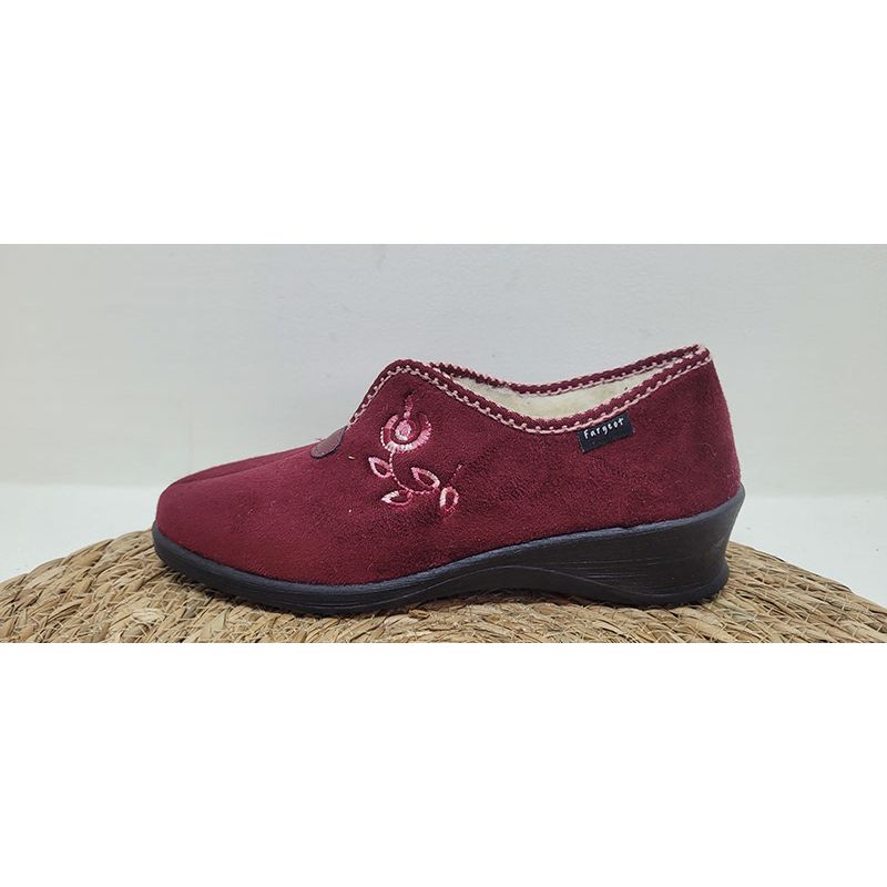 Pantoufle fourrée bordeaux Fargeot