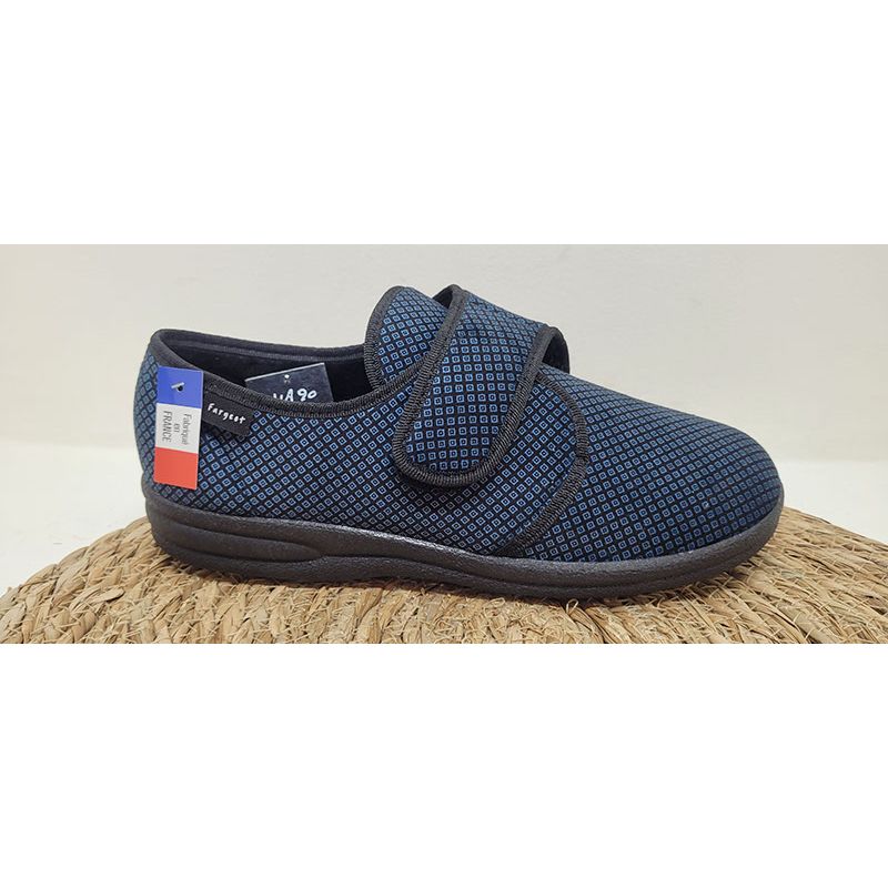 Pantoufle à velcro bleu Fargeot