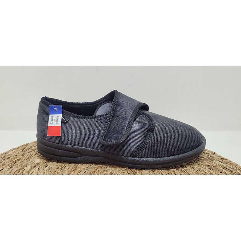 Pantoufle à velcro grise Fargeot