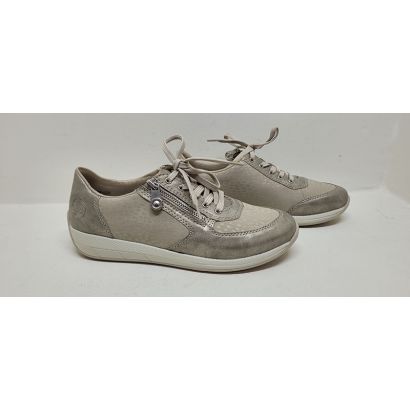 Basket taupe avec tirette et lacets Rieker