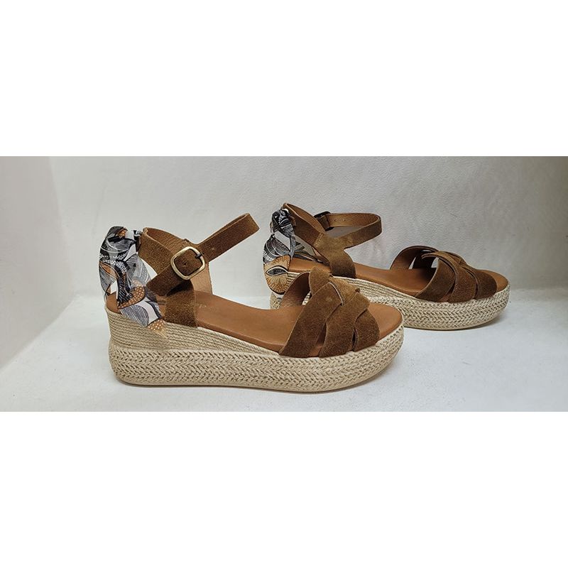 Nu pied petit compensé camel daim + anneau décoratif Goodstep