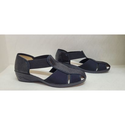 Nu-pied toile bout fermé noir imprimé avec élastique Santafe