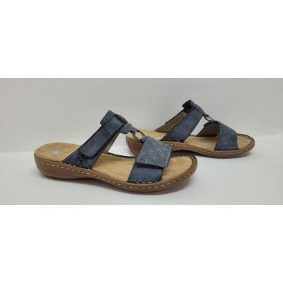 Mule 2 velcros bleu Rieker