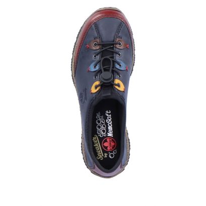 Basket plate bleu, rouge et jaune avec lacet elast Rieker