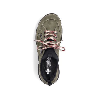 Basket plate kaki semelle blanche et noir lacet fantaisie Rieker
